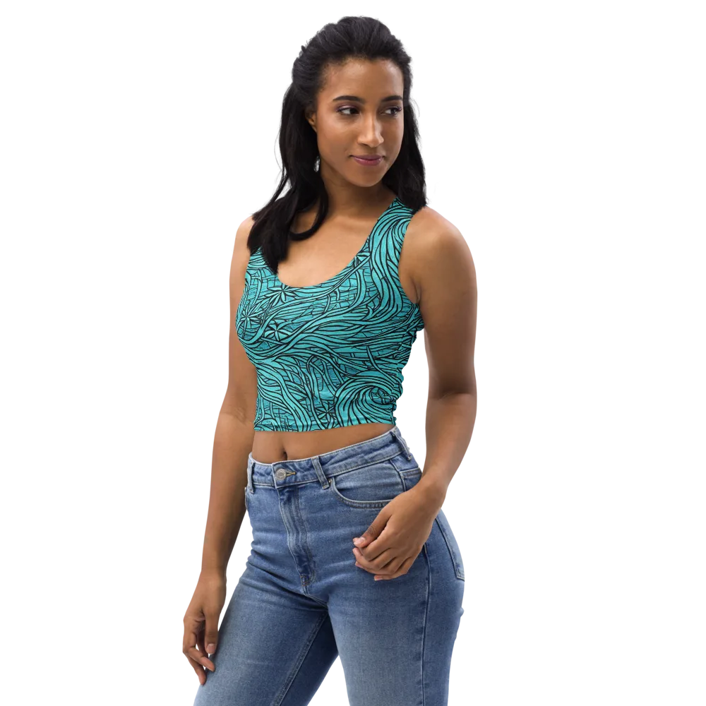 Cyan Whorl on Crop Top — Left Front