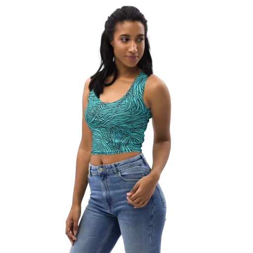 Cyan Whorl on a Crop Top
