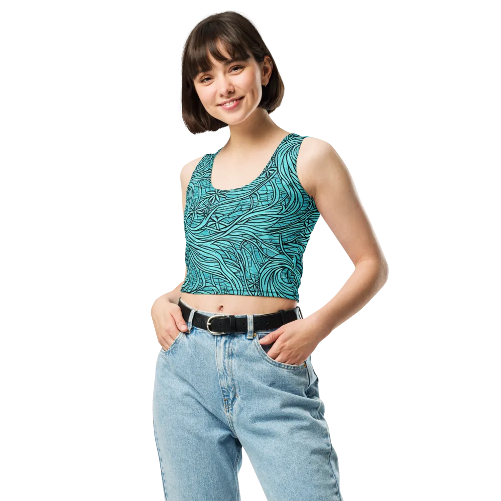 Cyan Whorl on Crop Top — Front