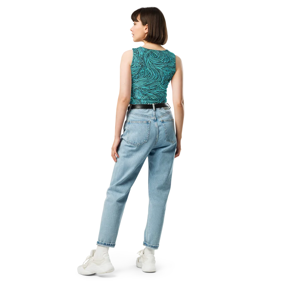 Cyan Whorl on Crop Top — Back