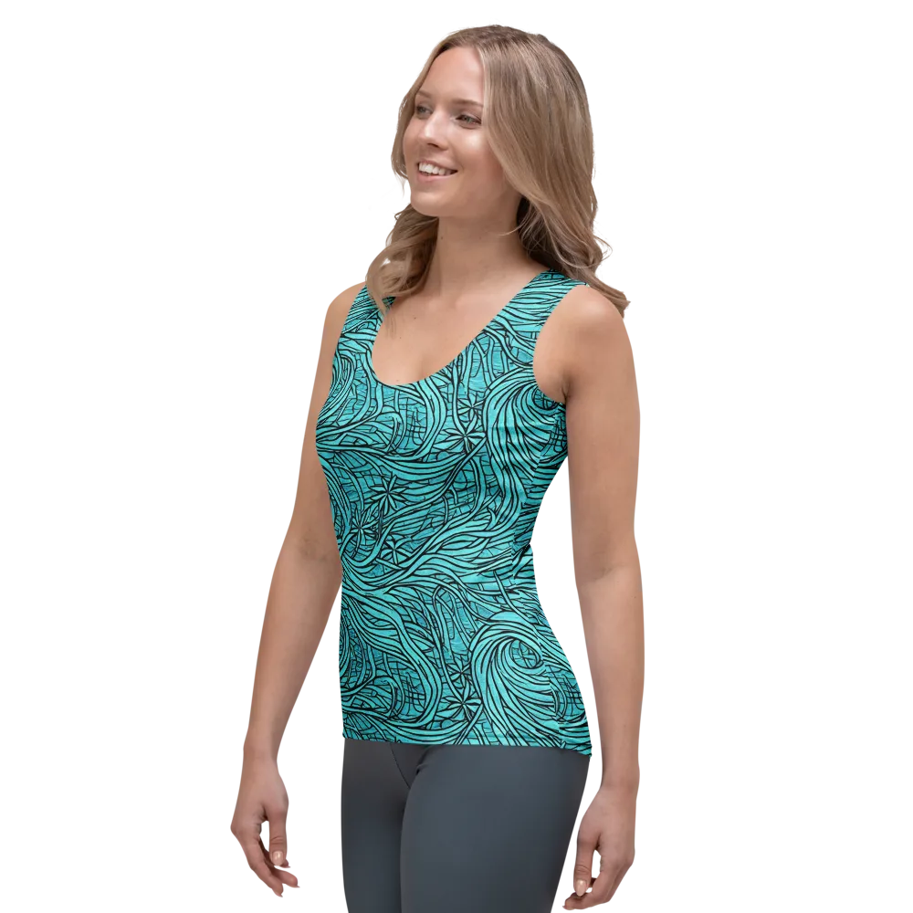 Cyan Whorl on Women's Tank Top — Left Front