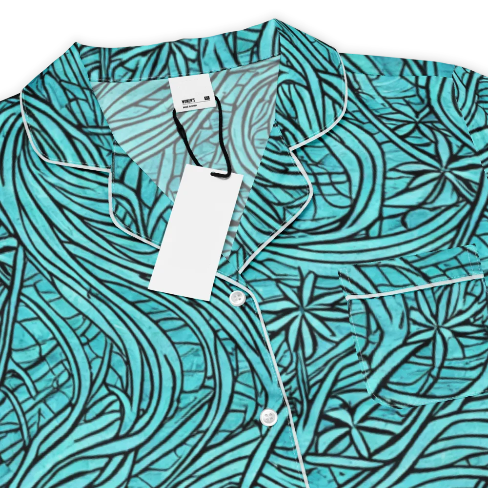 Cyan Whorl on Women's Short Sleeve Pajama Top — Product details