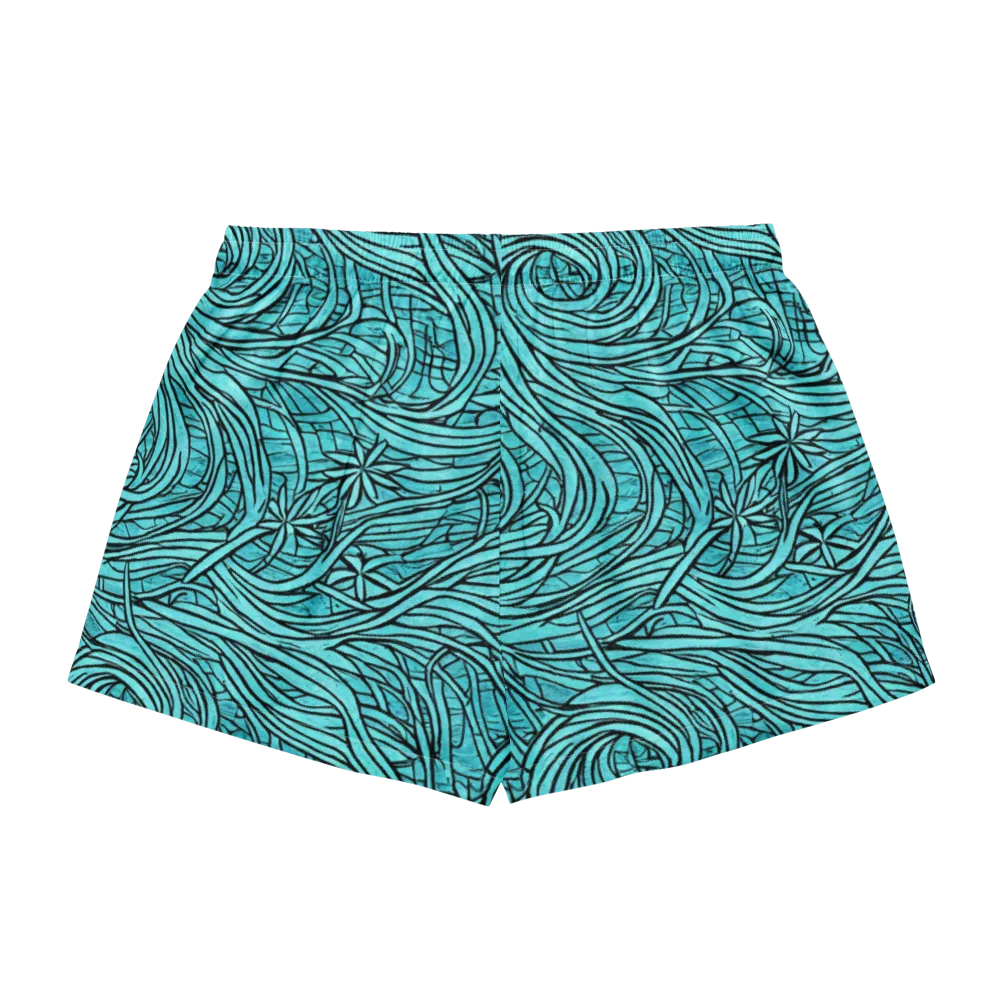 Cyan Whorl on Women's Pajama Shorts — Back