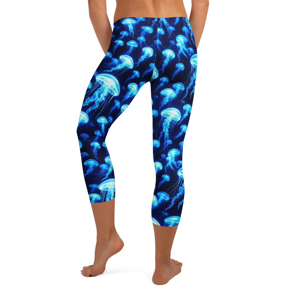 Blue Lanterns on Capri Leggings — Back