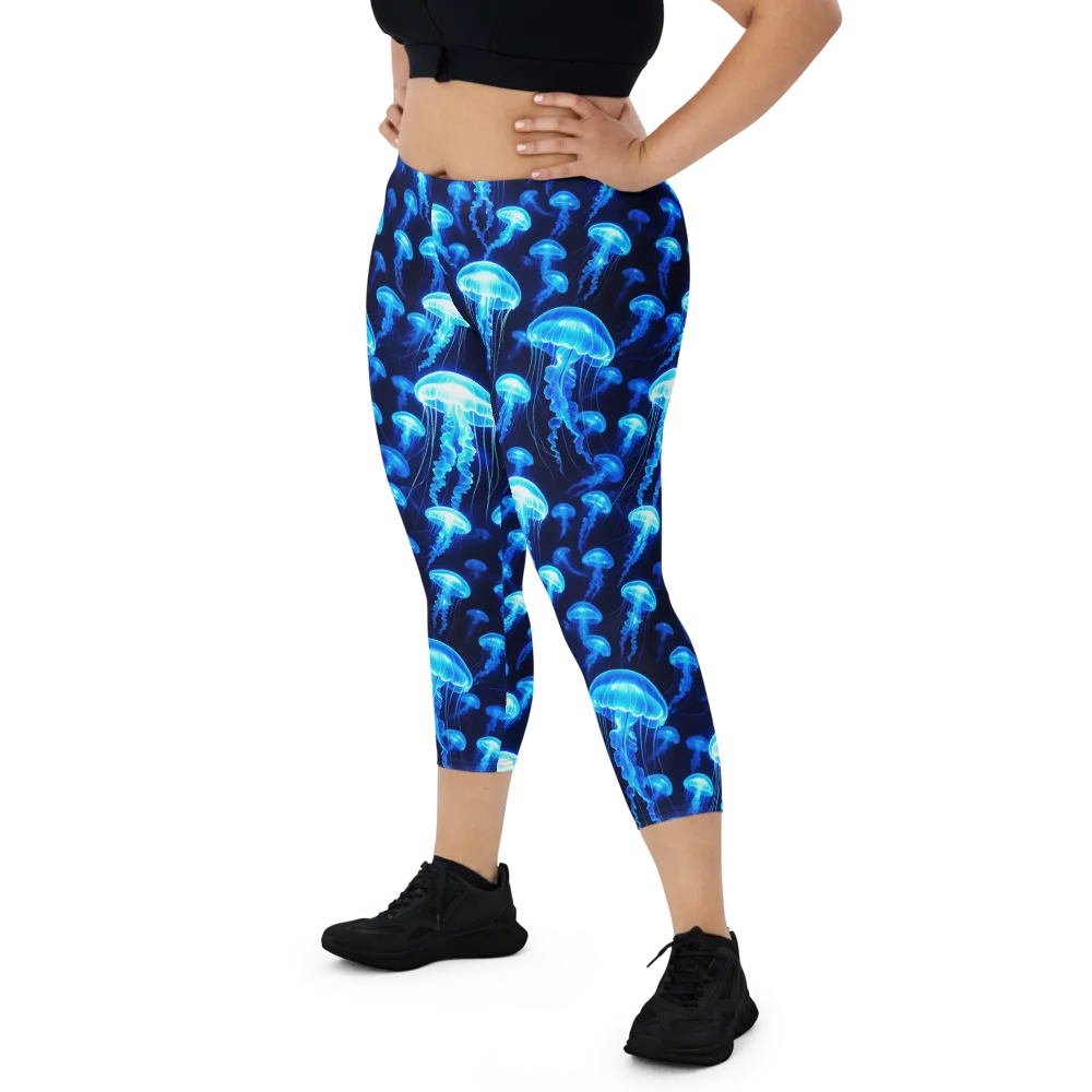 Blue Lanterns on Capri Leggings — Front
