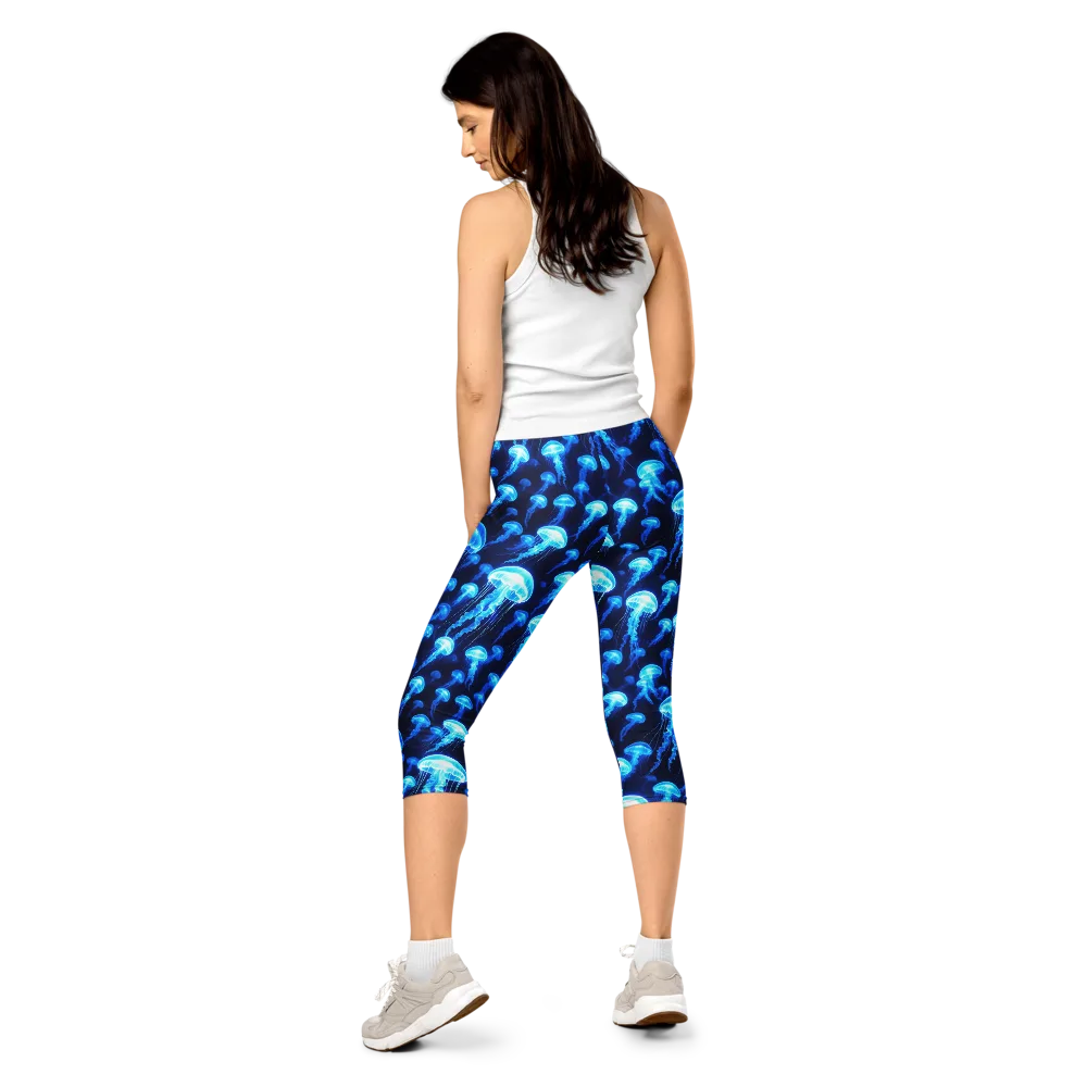 Blue Lanterns on Capri Leggings — Back