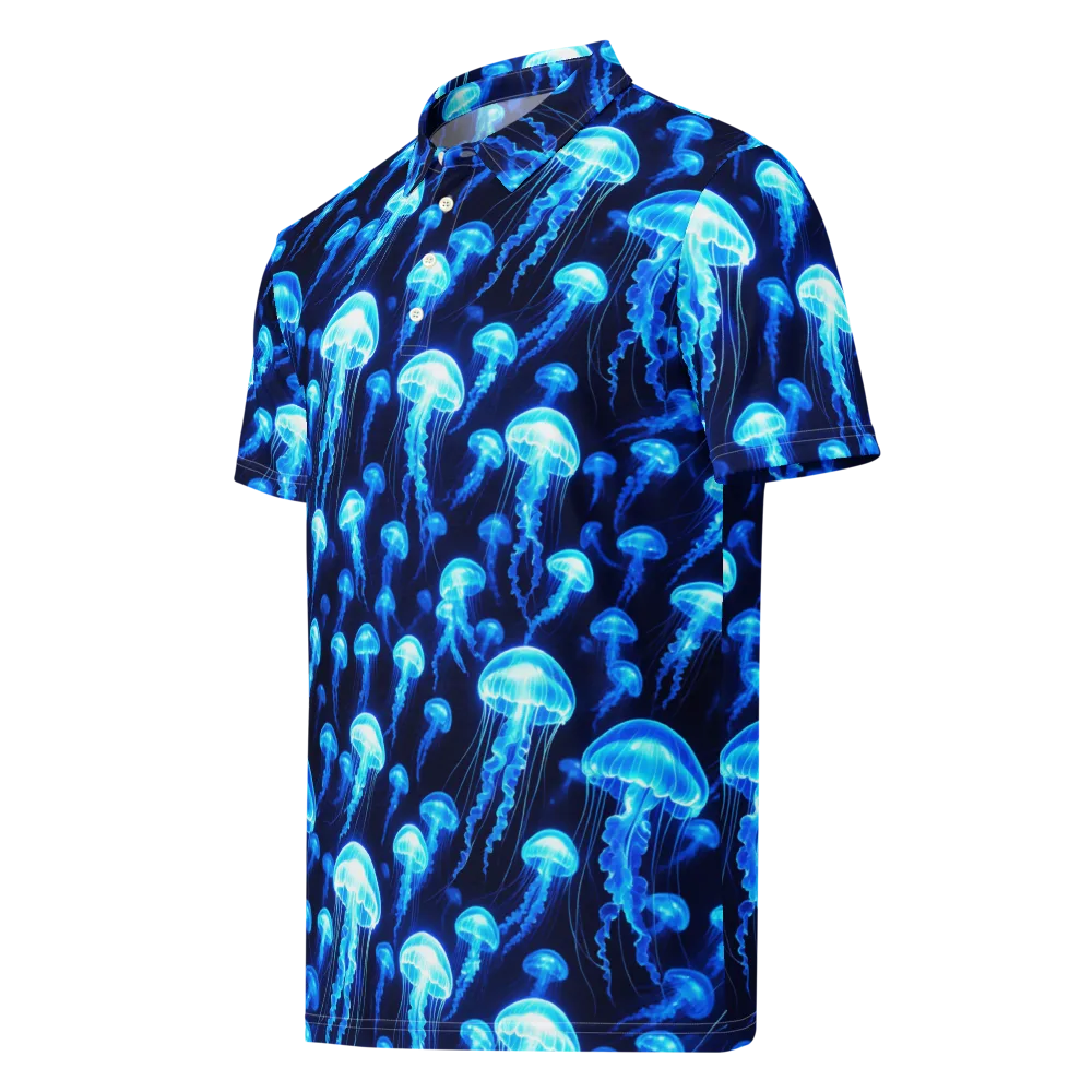 Blue Lanterns on Men's Slim Fit Polo Shirt — Left Front