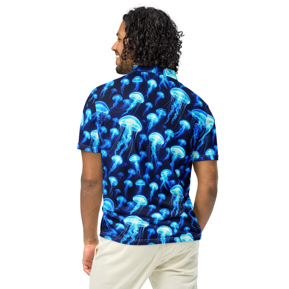 Blue Lanterns on Men's Slim Fit Polo Shirt — Back