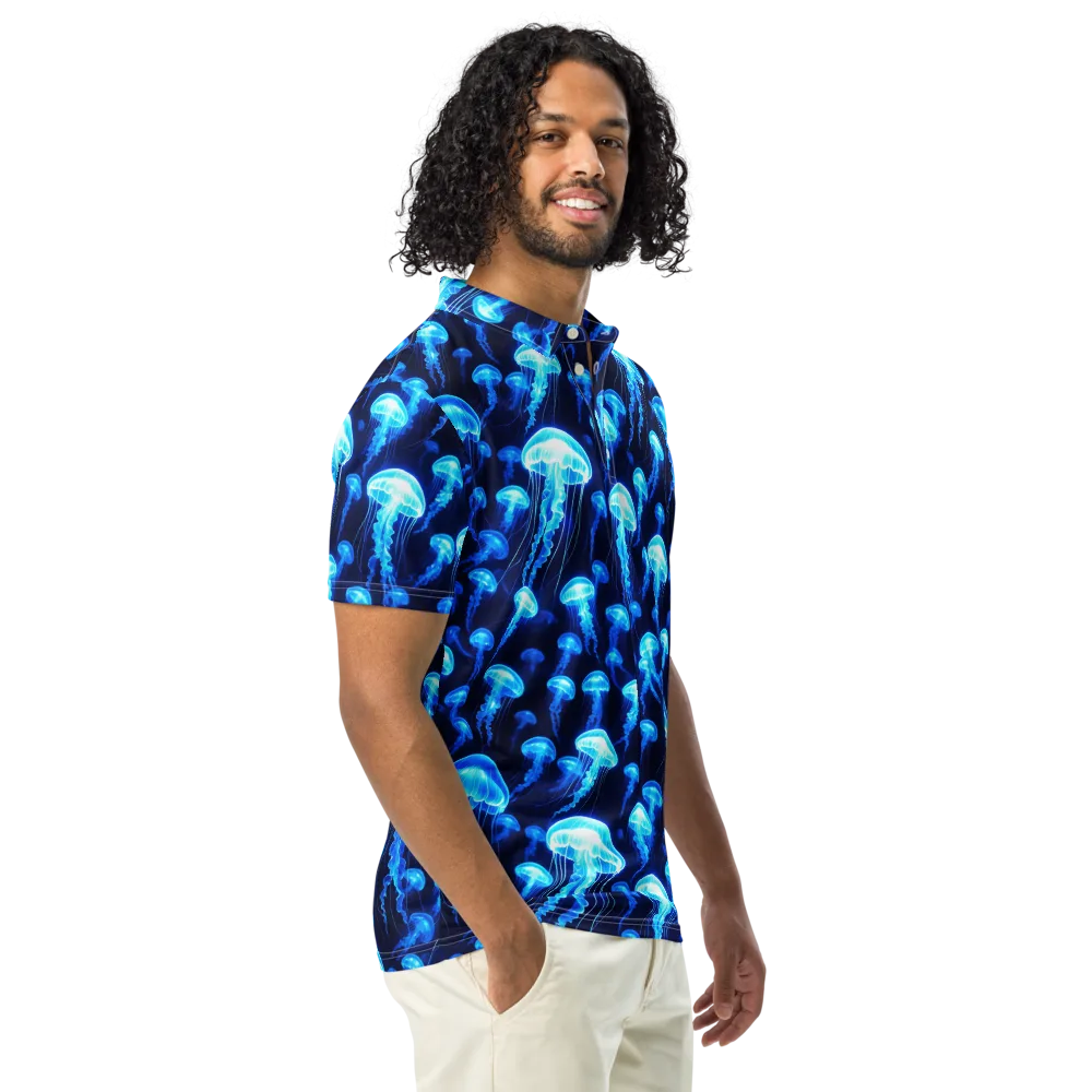 Blue Lanterns on Men's Slim Fit Polo Shirt — Right Front