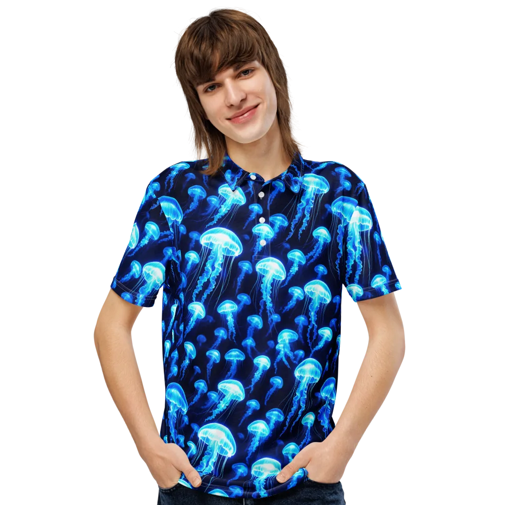 Blue Lanterns on Men's Slim Fit Polo Shirt — Front