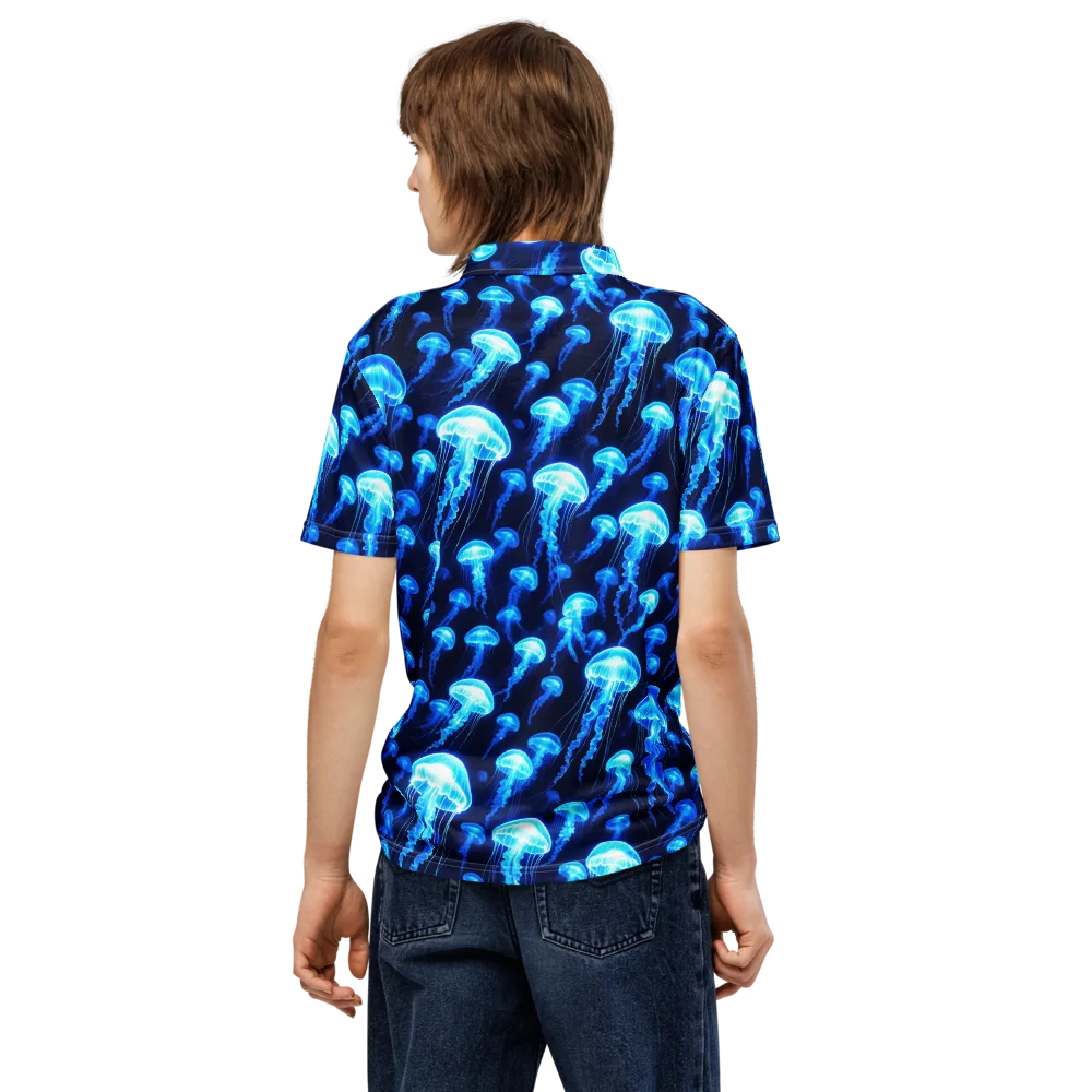 Blue Lanterns on Men's Slim Fit Polo Shirt — Back