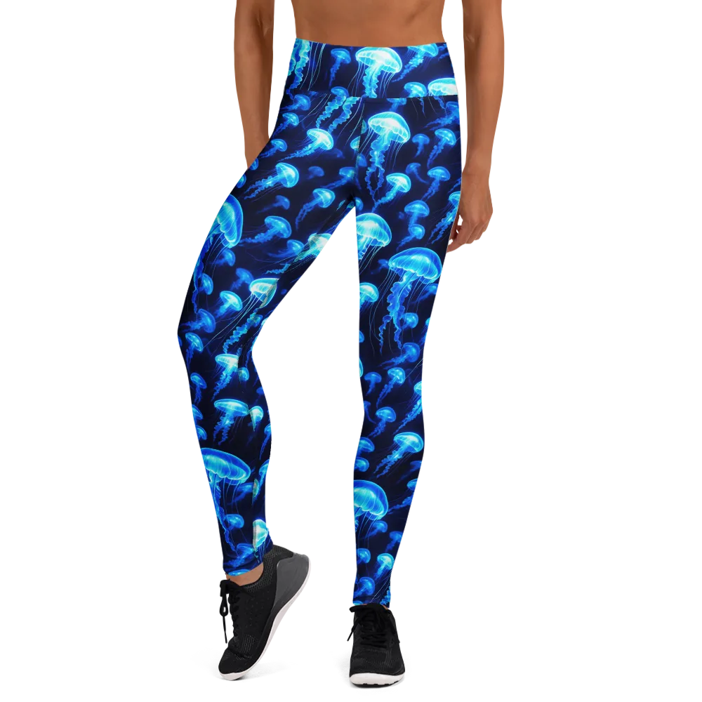 Blue Lanterns on Yoga Leggings — Front