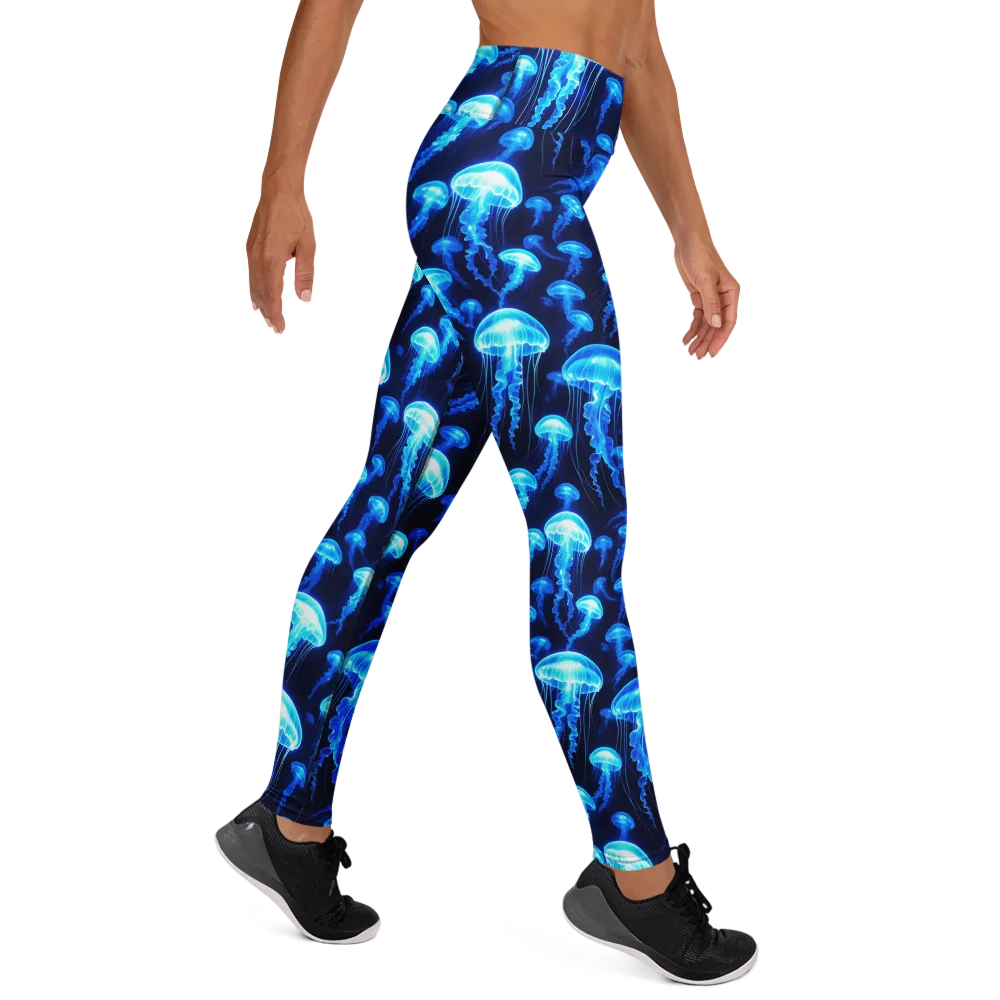 Blue Lanterns on Yoga Leggings — Right