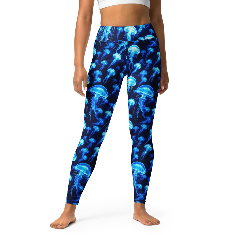 Blue Lanterns on Yoga Leggings — Front