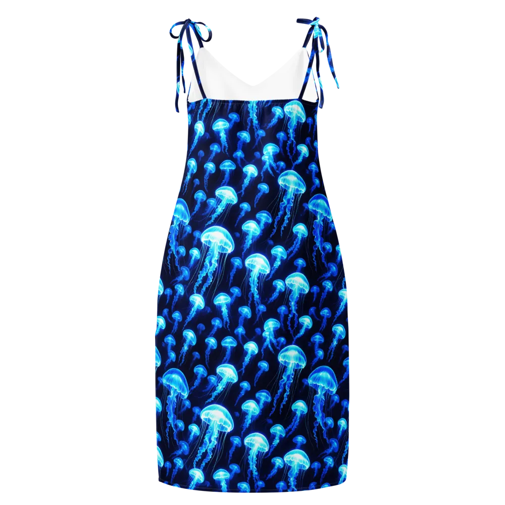 Blue Lanterns on Slip Dress — Back