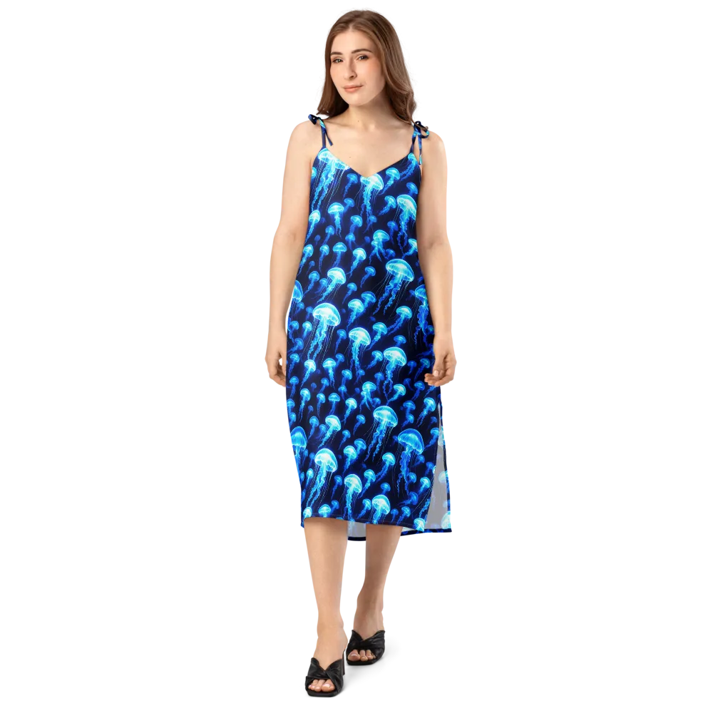 Blue Lanterns on Slip Dress — Front