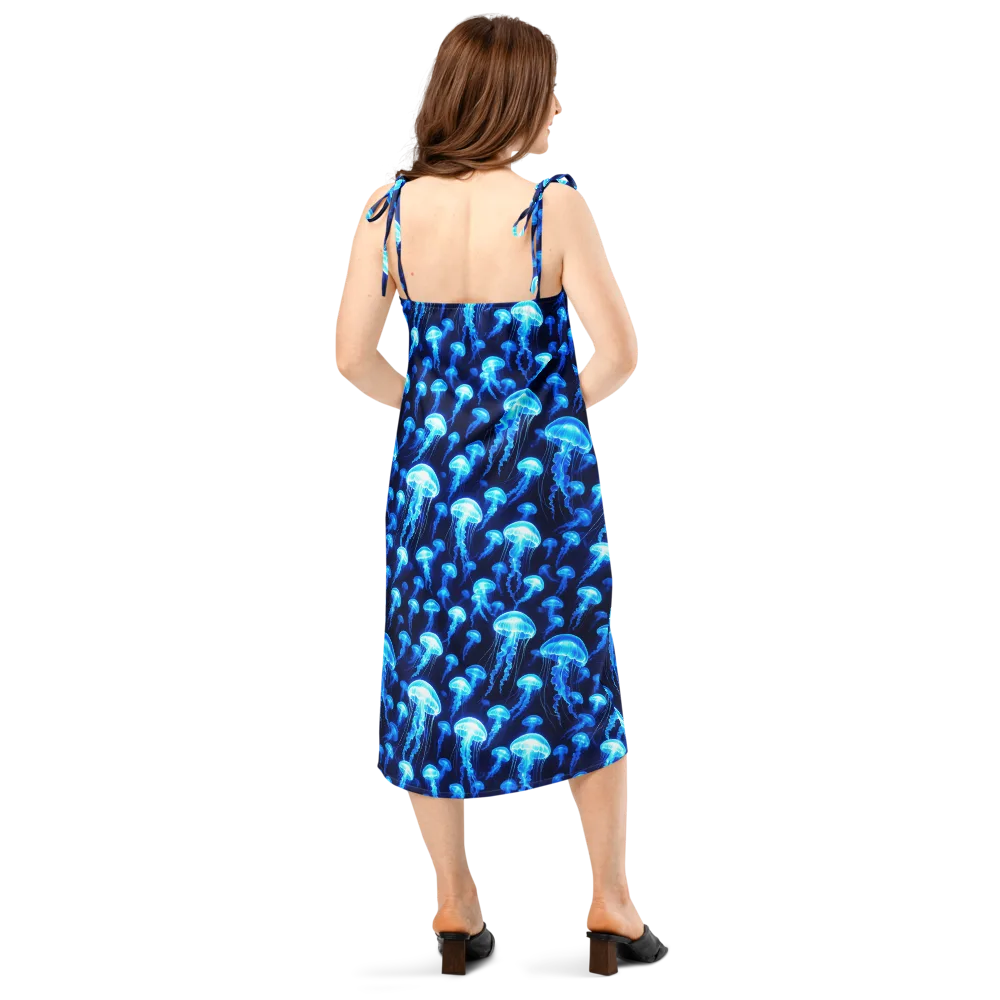 Blue Lanterns on Slip Dress — Back