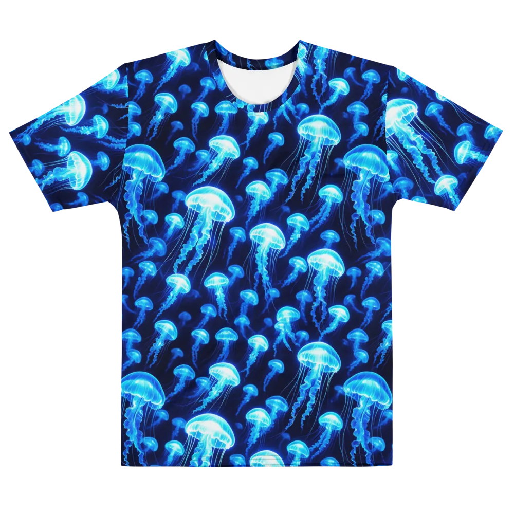 Blue Lanterns on Men's Cotton Crew Neck T-Shirt — Front