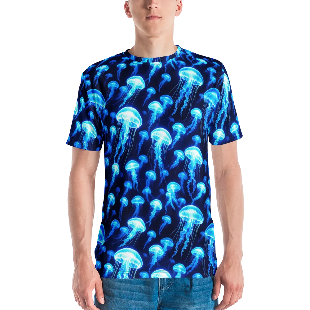 Blue Lanterns on Men's Crew Neck T-Shirt — Front