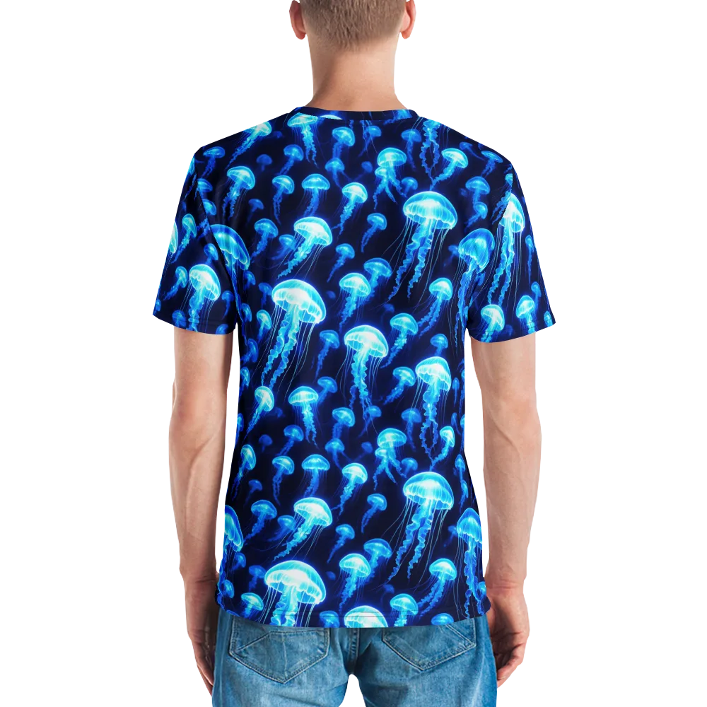 Blue Lanterns on Men's Crew Neck T-Shirt — Back