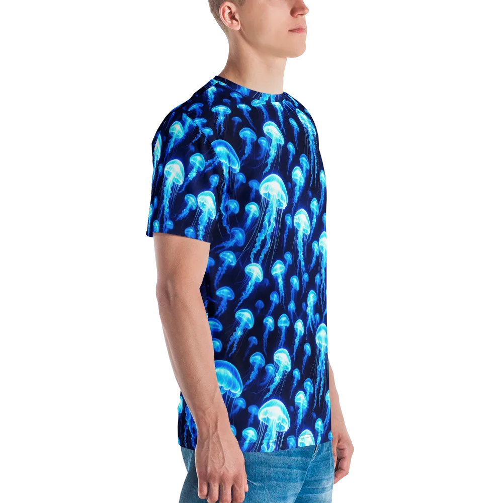 Blue Lanterns on Men's Crew Neck T-Shirt — Right