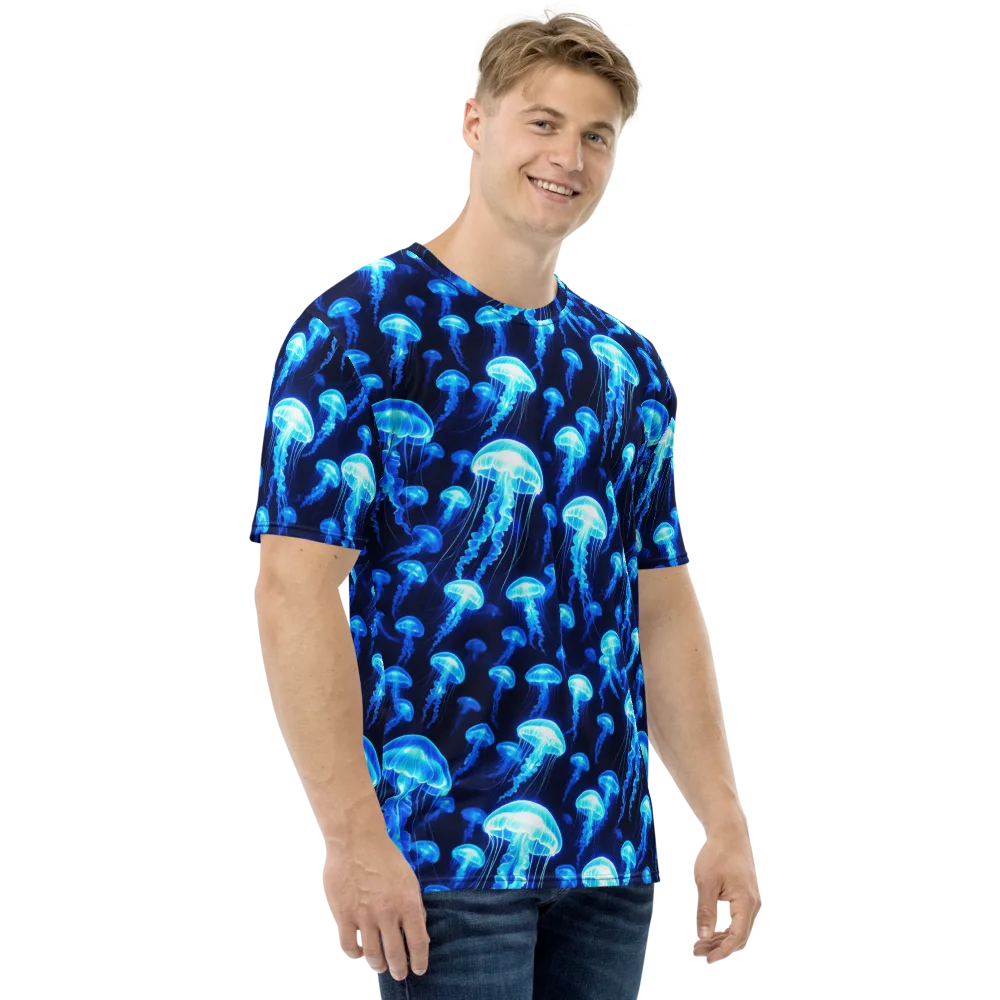 Blue Lanterns on Men's Crew Neck T-Shirt — Right