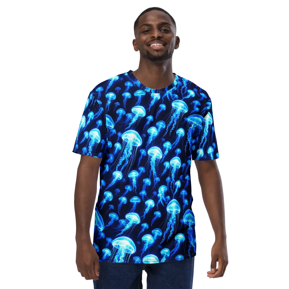 Blue Lanterns on Men's Crew Neck T-Shirt — Front