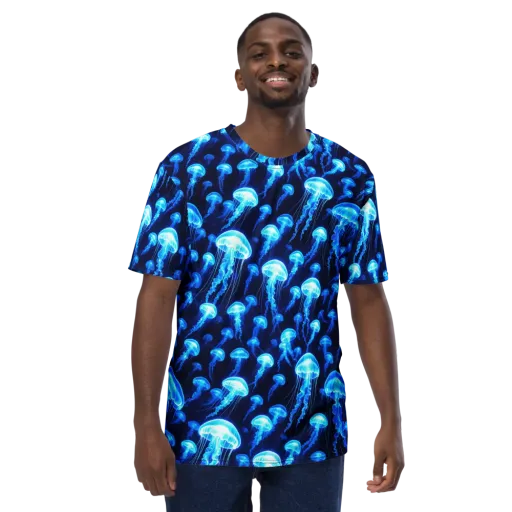 Blue Lanterns on a Men's Crew Neck T-Shirt