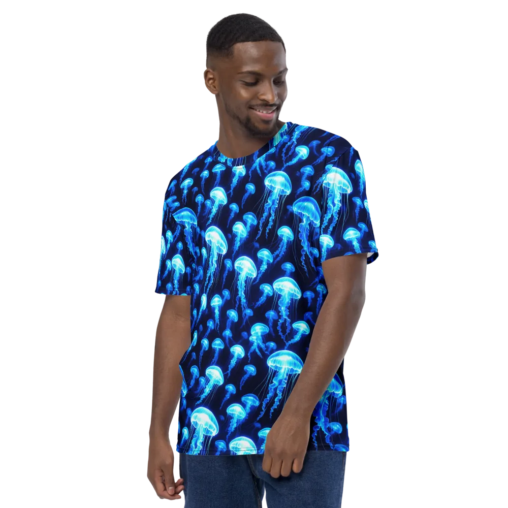 Blue Lanterns on Men's Crew Neck T-Shirt — Left