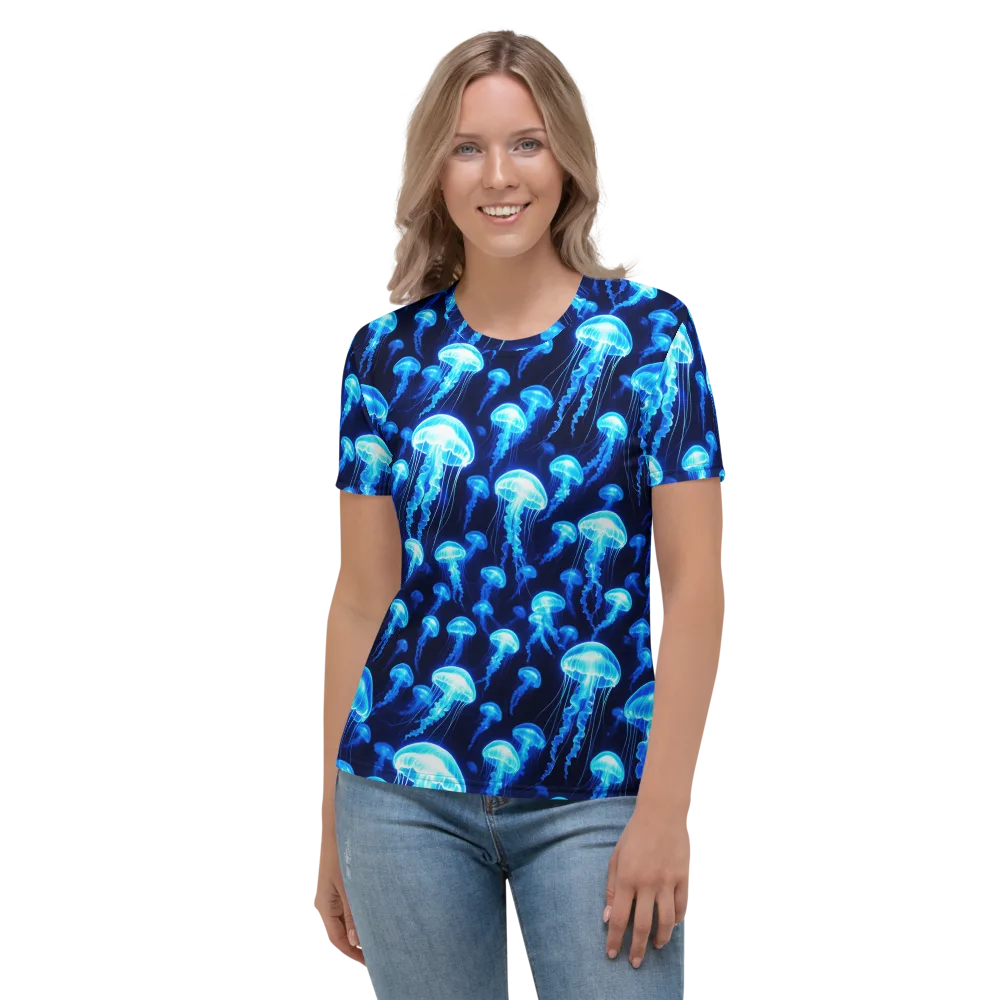 Blue Lanterns on Women's Crew Neck T-Shirt — Front