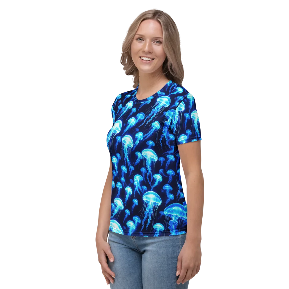 Blue Lanterns on Women's Crew Neck T-Shirt — Left