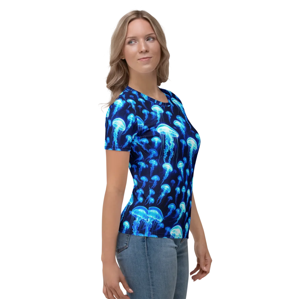 Blue Lanterns on Women's Crew Neck T-Shirt — Right