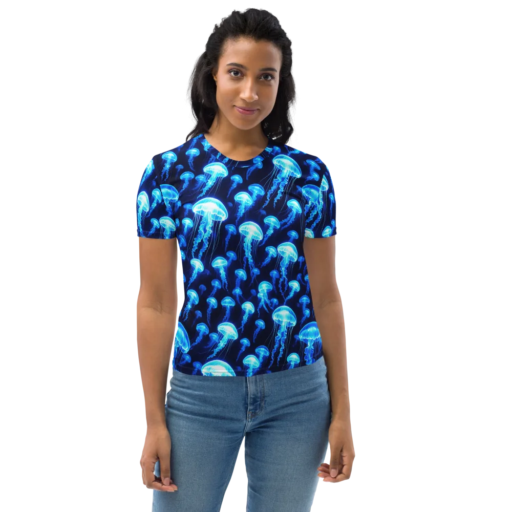 Blue Lanterns on Women's Crew Neck T-Shirt — Front