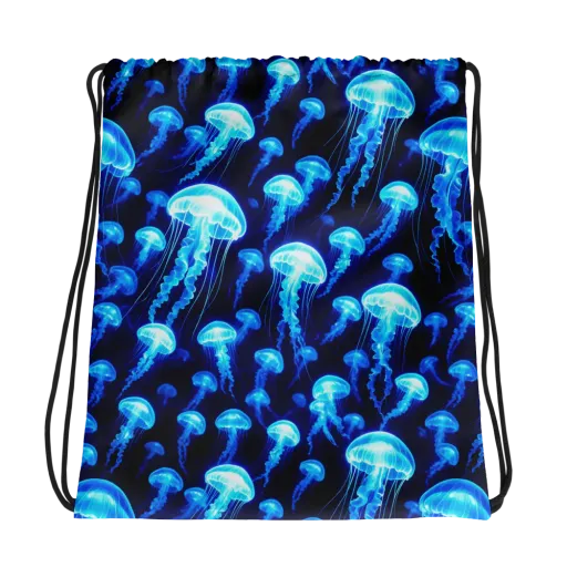 Blue Lanterns on a Drawstring Bag