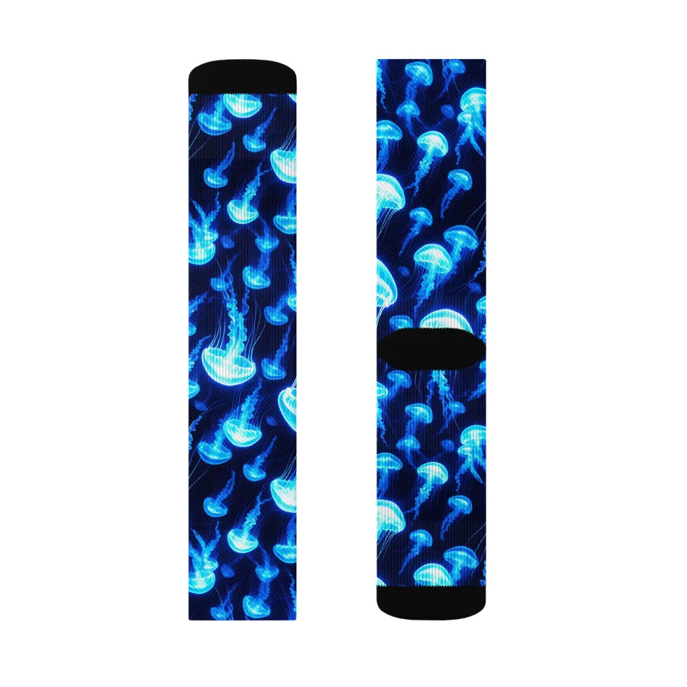 Blue Lanterns on Socks — Right Sock