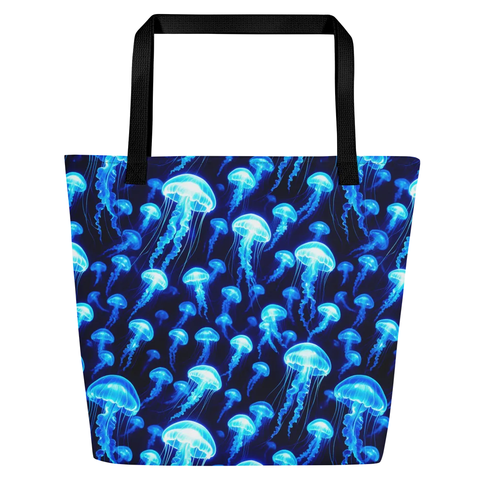 Blue Lanterns on Large Tote Bag W/ Pocket — Front