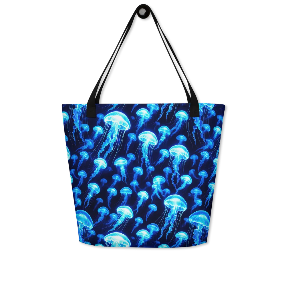 Blue Lanterns on Large Tote Bag W/ Pocket — Front