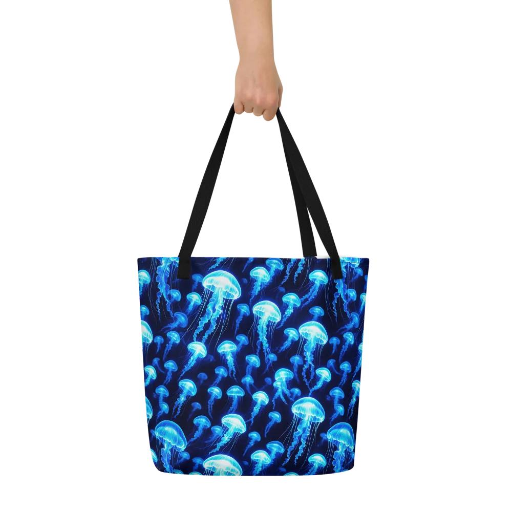 Blue Lanterns on Large Tote Bag W/ Pocket — Front