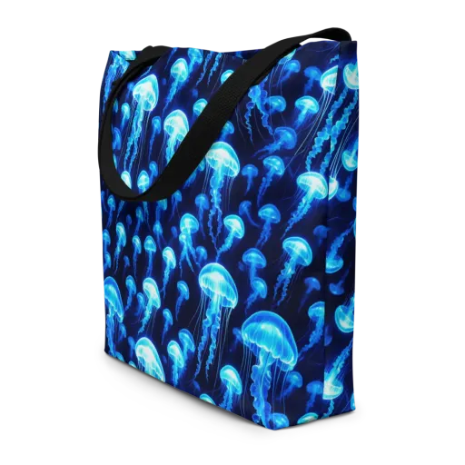 Blue Lanterns on a Large Tote Bag W/ Pocket