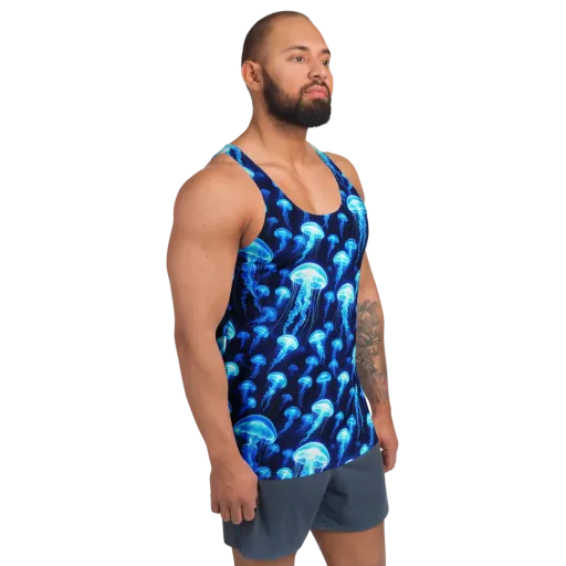 Blue Lanterns on a Men's Tank Top