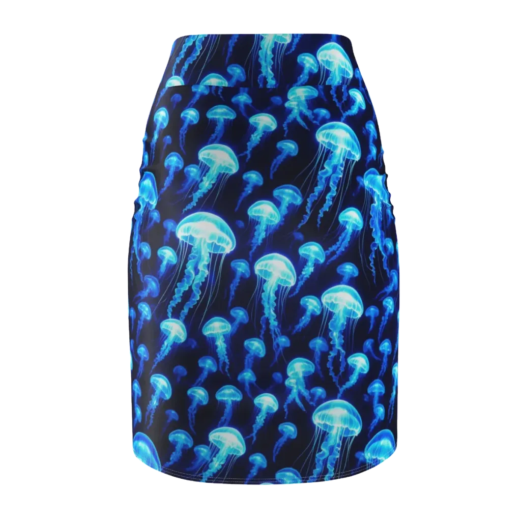 Blue Lanterns on Pencil Skirt — Back