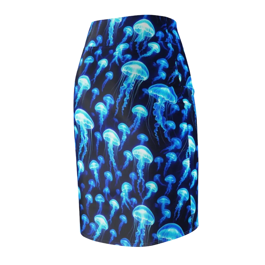 Blue Lanterns on Pencil Skirt — Back Side