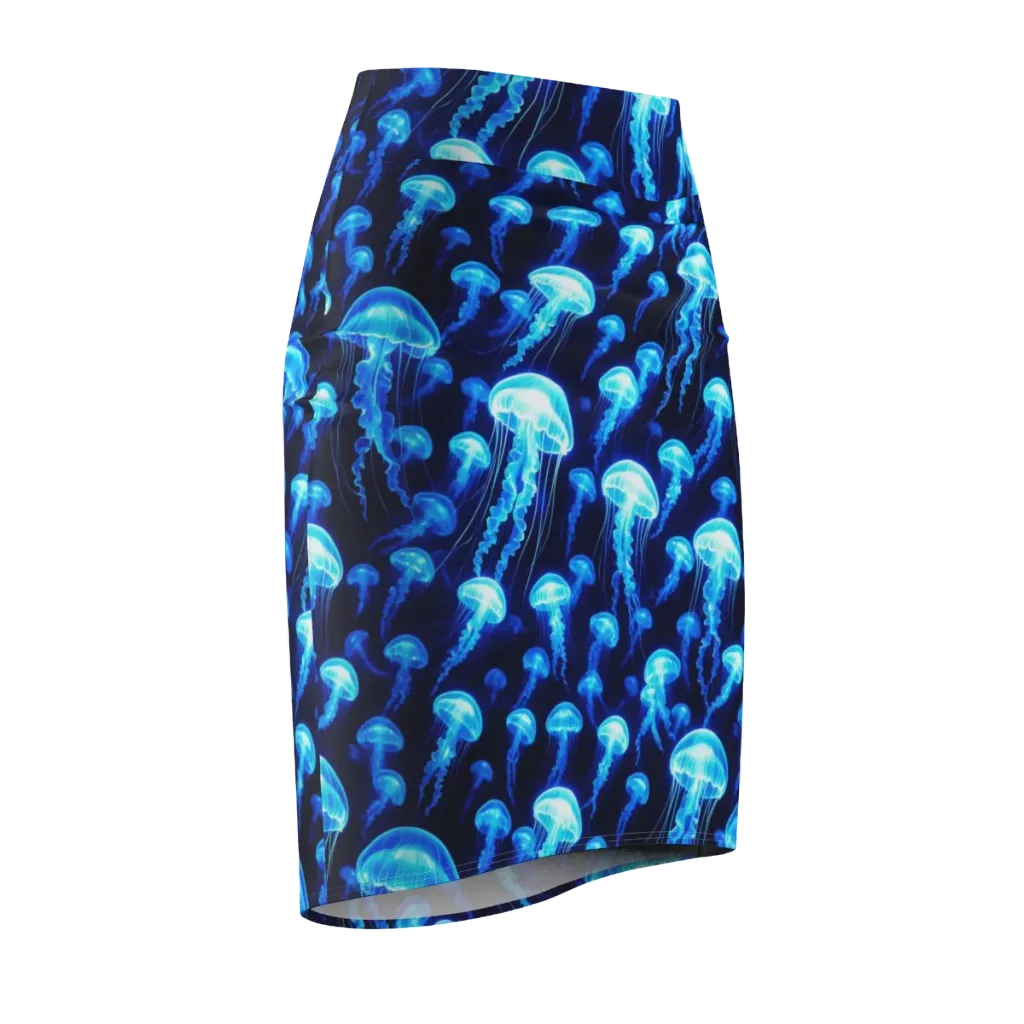 Blue Lanterns on Pencil Skirt — Front Side