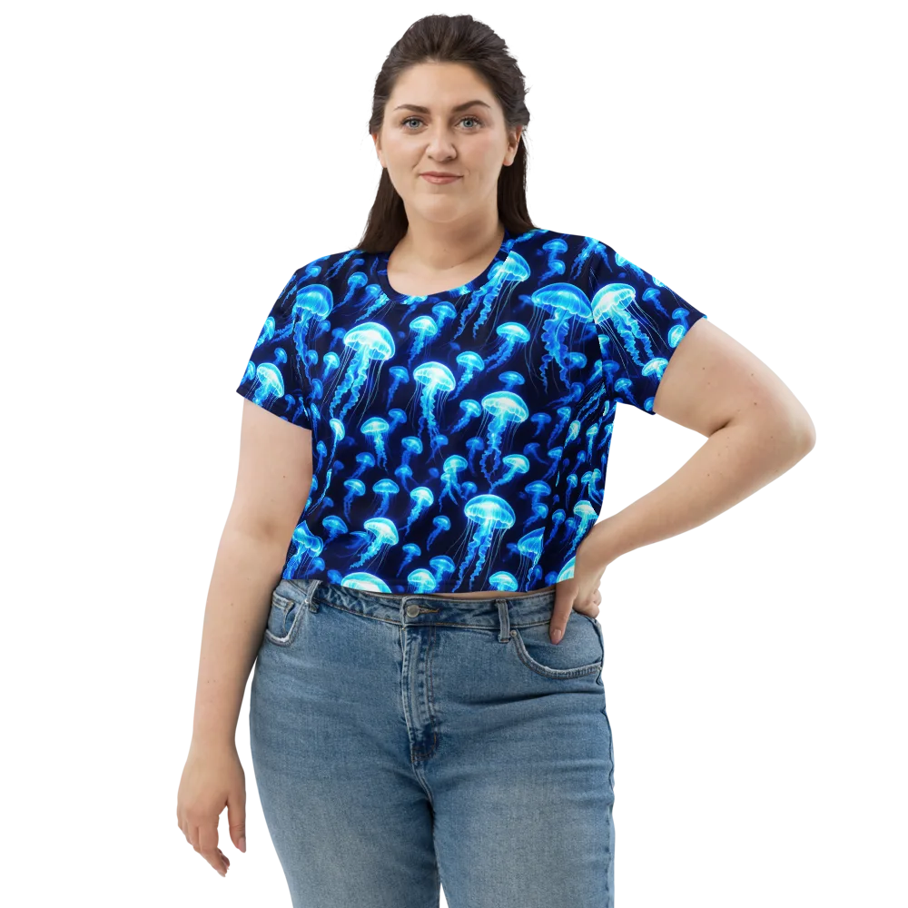 Blue Lanterns on Crop Tee — Front