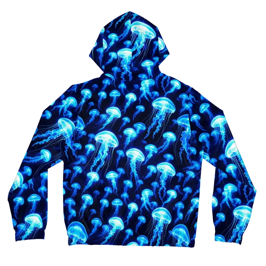 Blue Lanterns on Women's Full-Zip Hoodie — Back