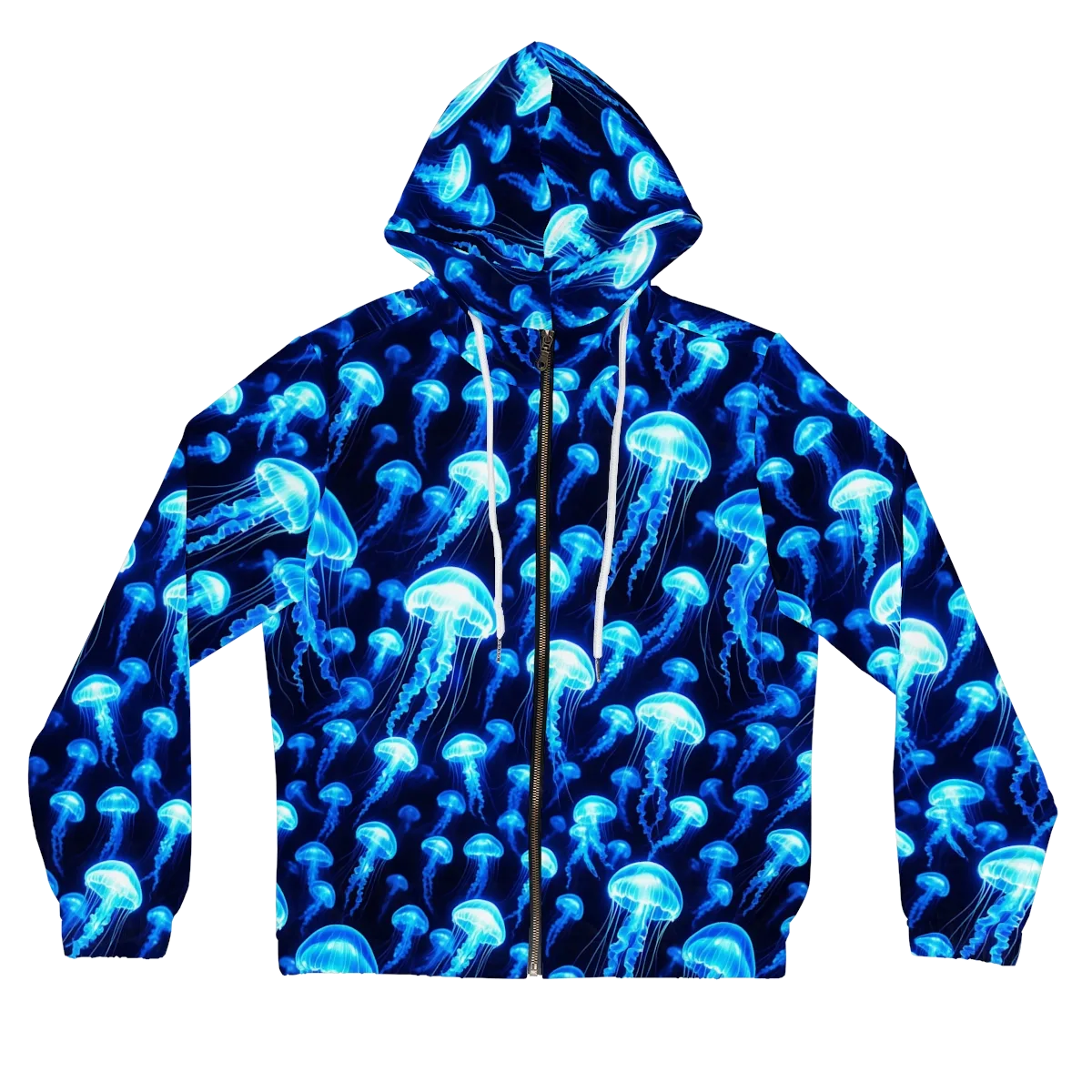 Blue Lanterns on Women's Full-Zip Hoodie — Front