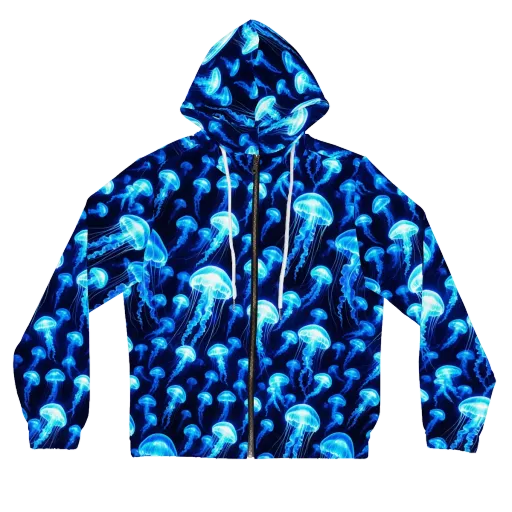 Blue Lanterns on a Women's Full-Zip Hoodie