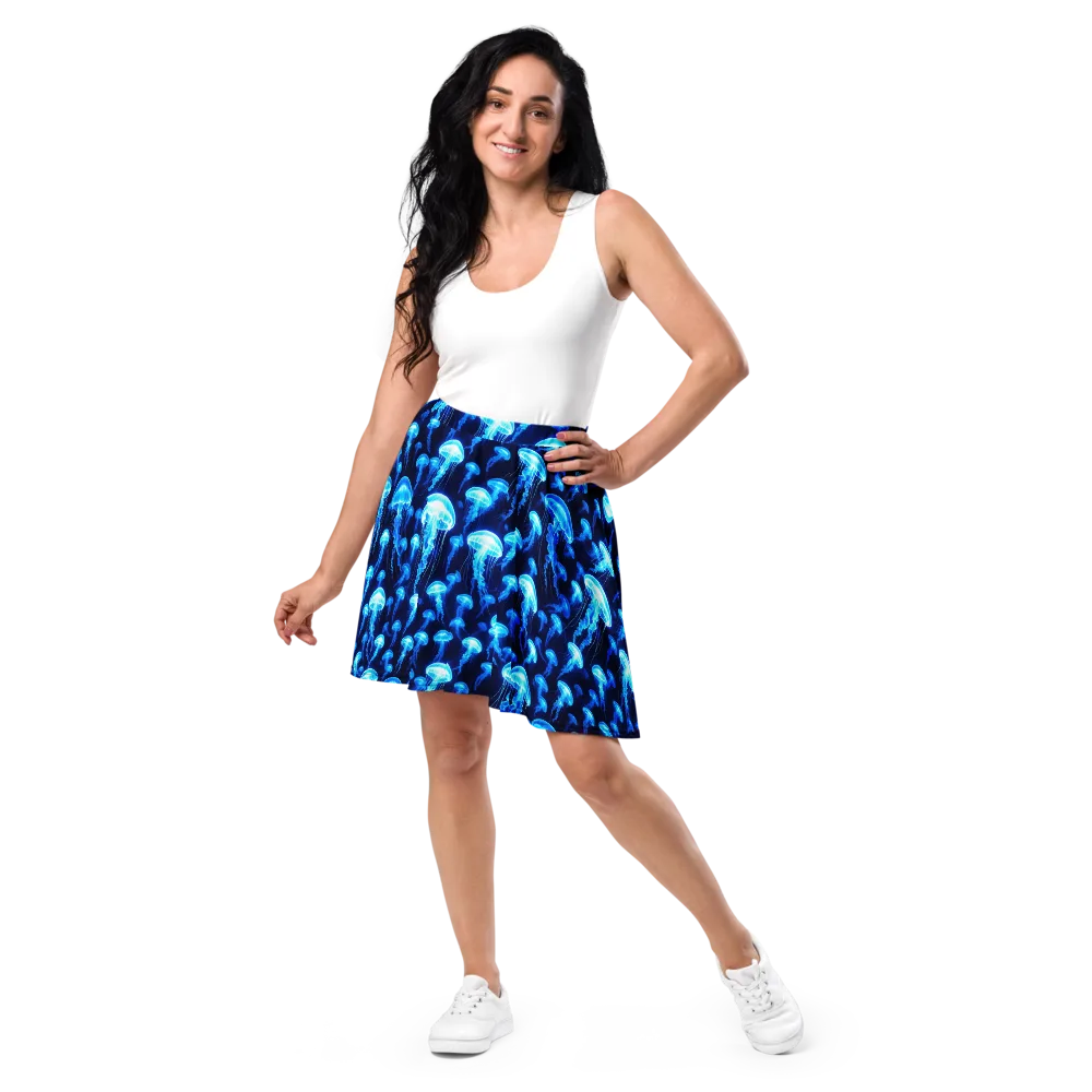 Blue Lanterns on Skater Skirt — Front