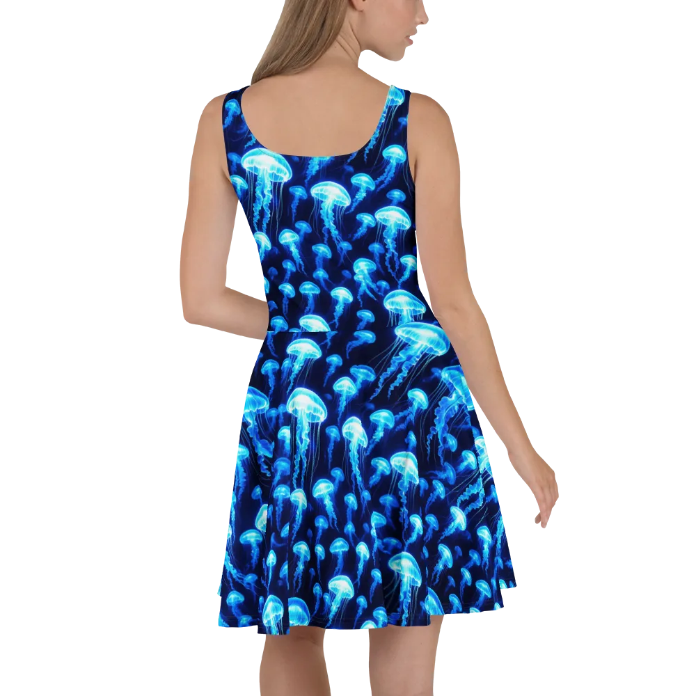 Blue Lanterns on Skater Dress — Back