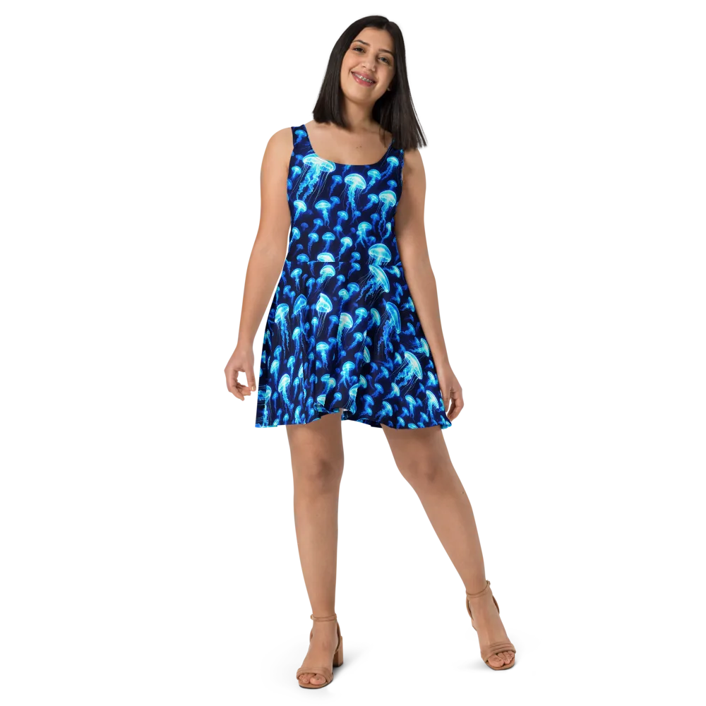 Blue Lanterns on Skater Dress — Front